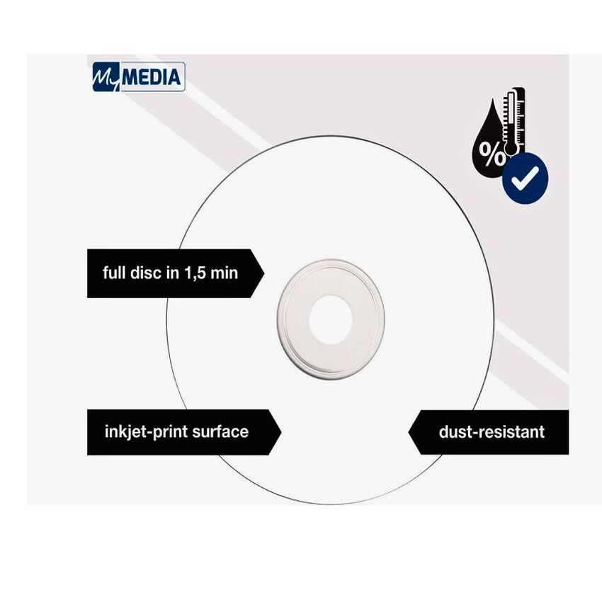 MyMedia Printable CD-R Pack of 50 Shrink Packed - Just Electronics