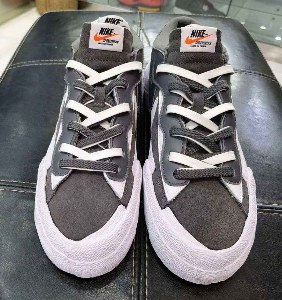 nike blazer low x sacai iron grey