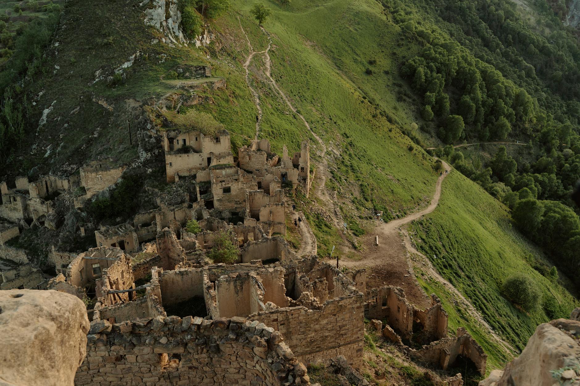 ruins of the ancient town gamsutl in dagestan