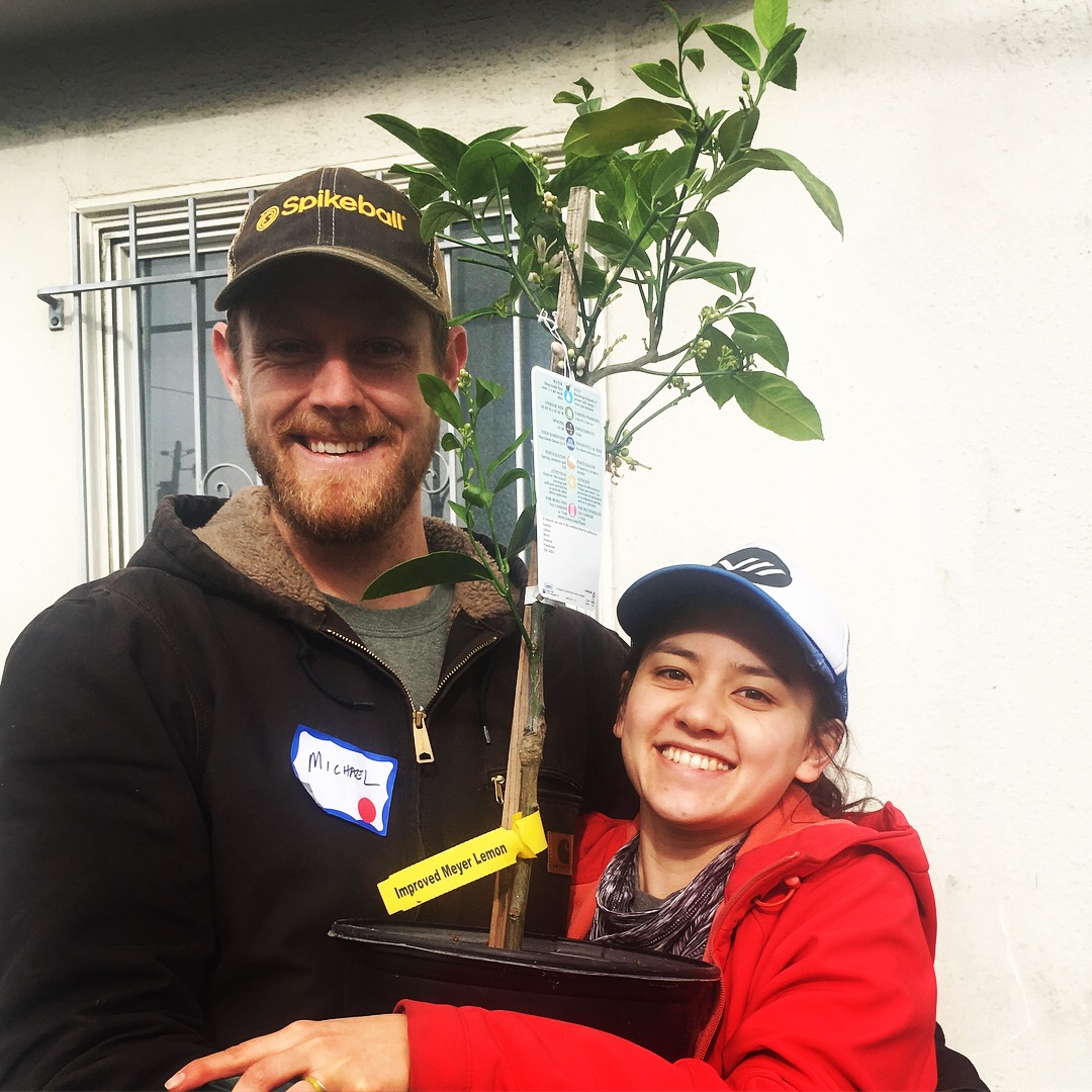 JOT Tree Raffle Winner Michael Eberhardt and friend.
