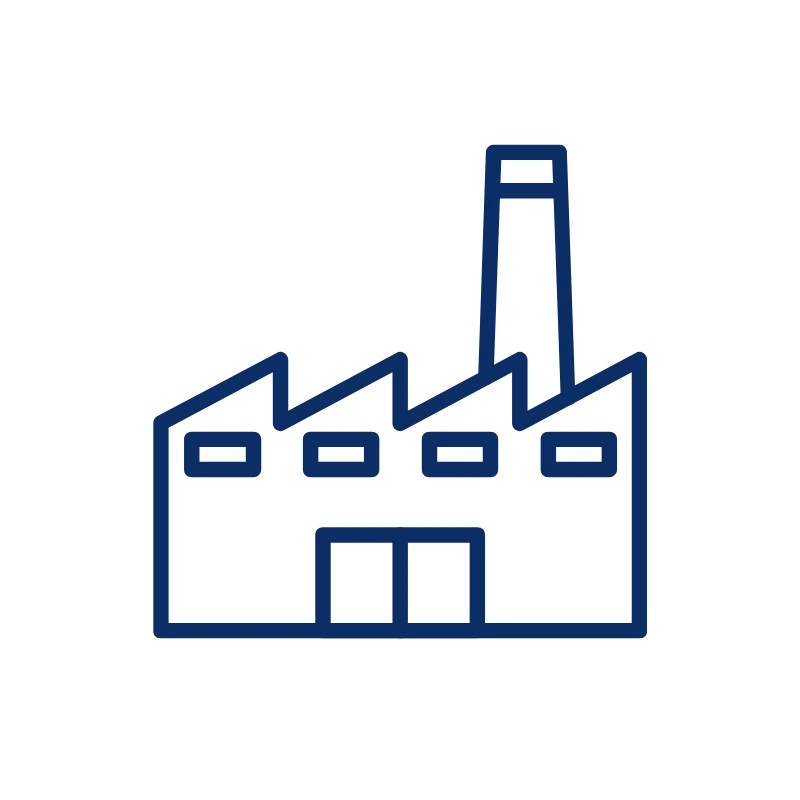 Industrial pump services for process and production support, represented by a factory icon.