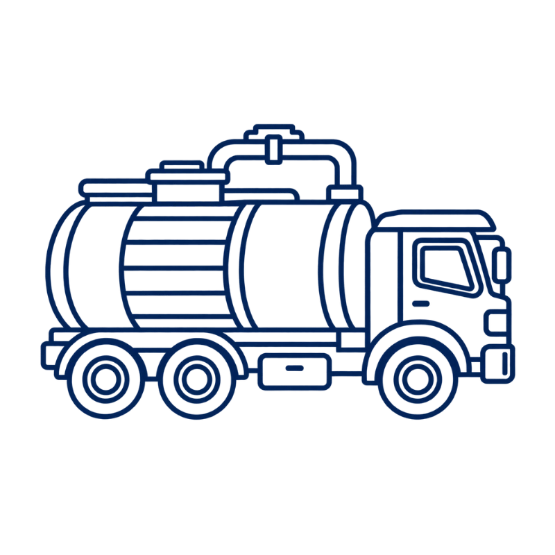 Tanker truck icon representing liquid transfer applications supported by commercial pump services.