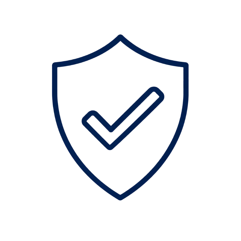 Shield and checkmark icon representing testing and after-sales support for commercial pump services.