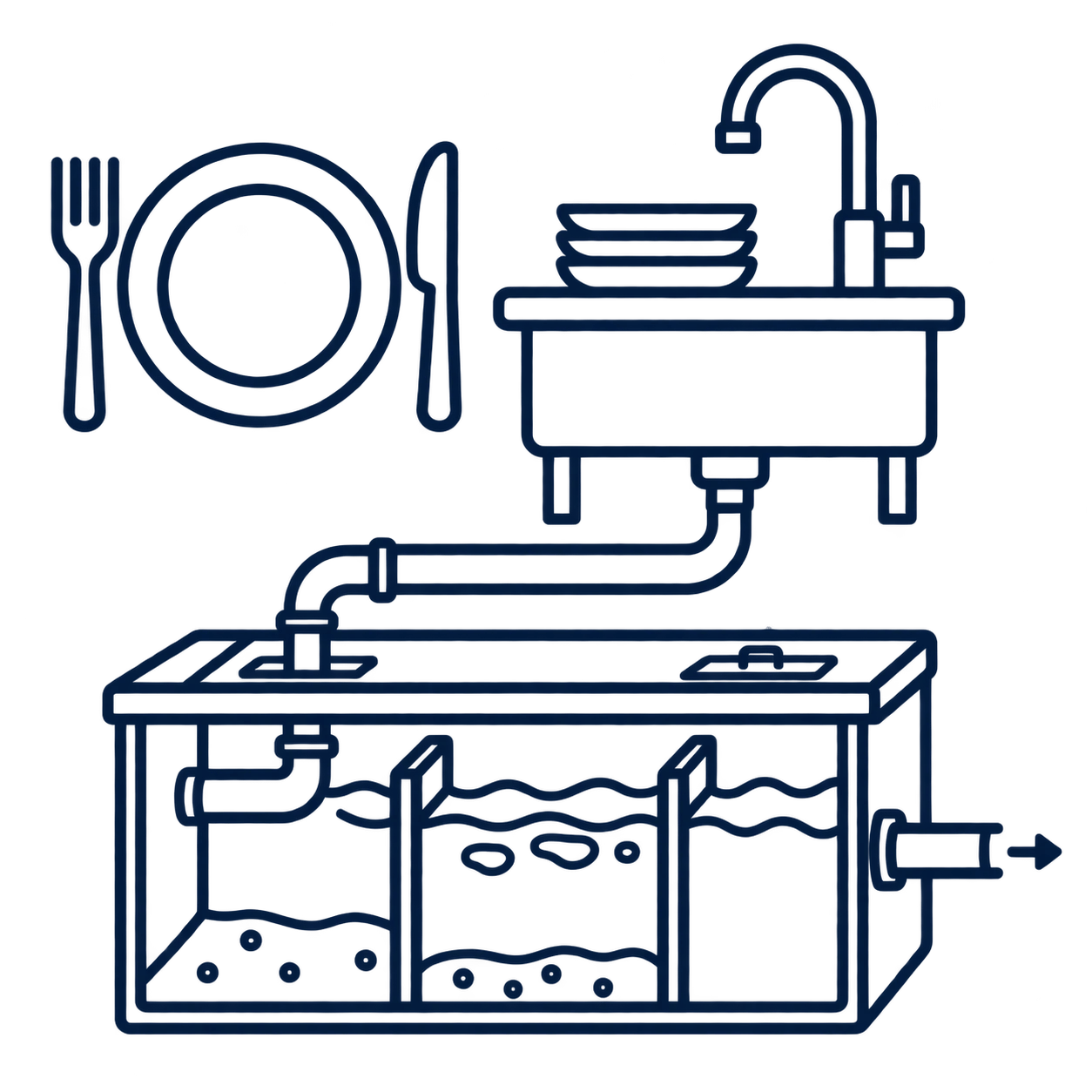 Image of grease trap cleaning against a blended cold and warm background.