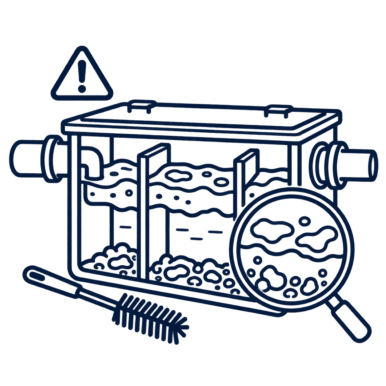 Image of grease trap cleaning against a blended cold and warm background.