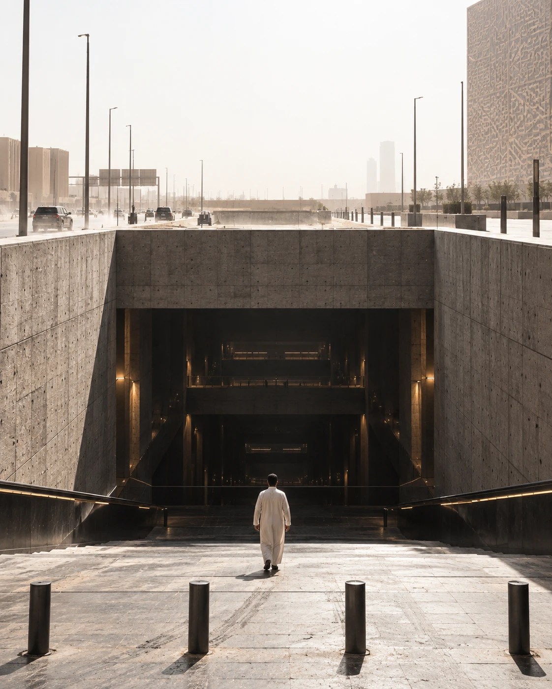 The Mukaab y New Murabba sobre la entrada conceptual de The Void Station en Riad.