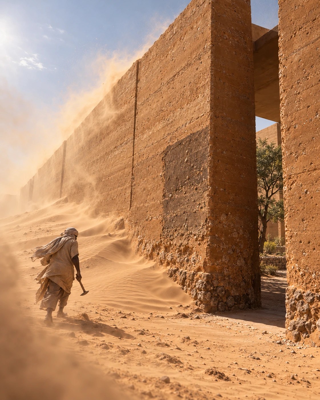 The First Shadow · Great Green Wall: windward. El viento escribe primero sobre la cara expuesta.