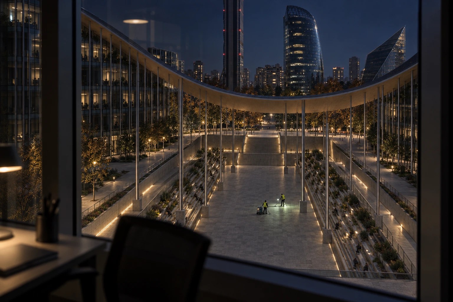 The Sunken City · CityWave Milan: night shift. La ciudad visible depende de un trabajo que casi nunca vemos.