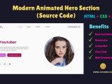 Modern Animated Hero Section Using Html Css And Javascript Free