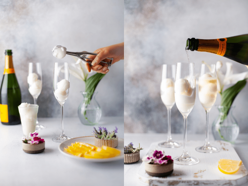 making champagne cocktails