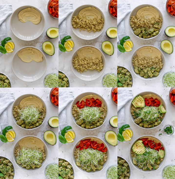 steps to make pesto chicken bowls