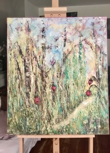 Strawberry forest original oil painting large canvas