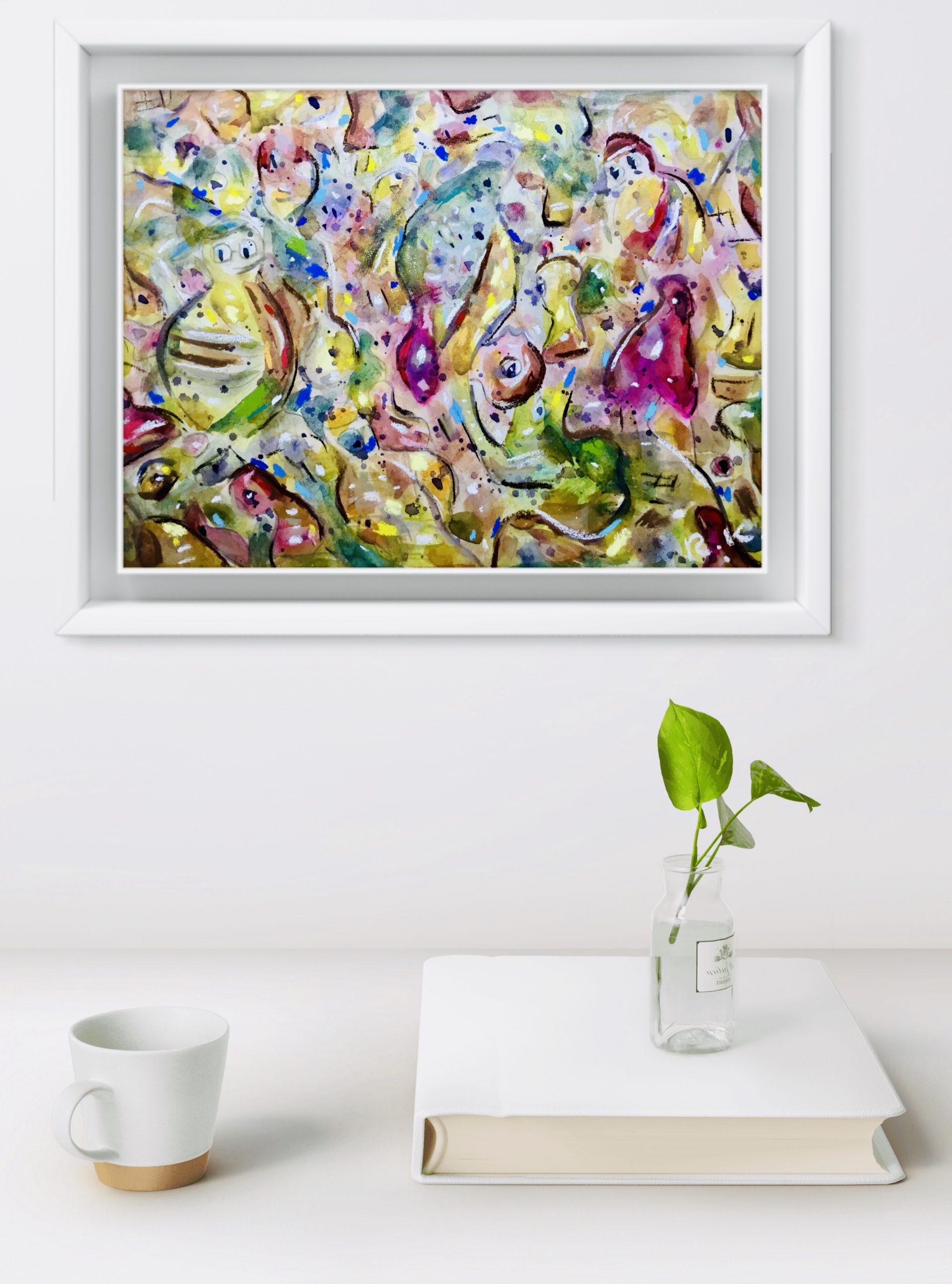 Abstract fantasy watercolor painting