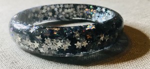 Starry night jewelry set,resin bangle and earrings 