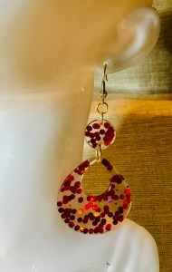 Customized Red pink glitter earrings 