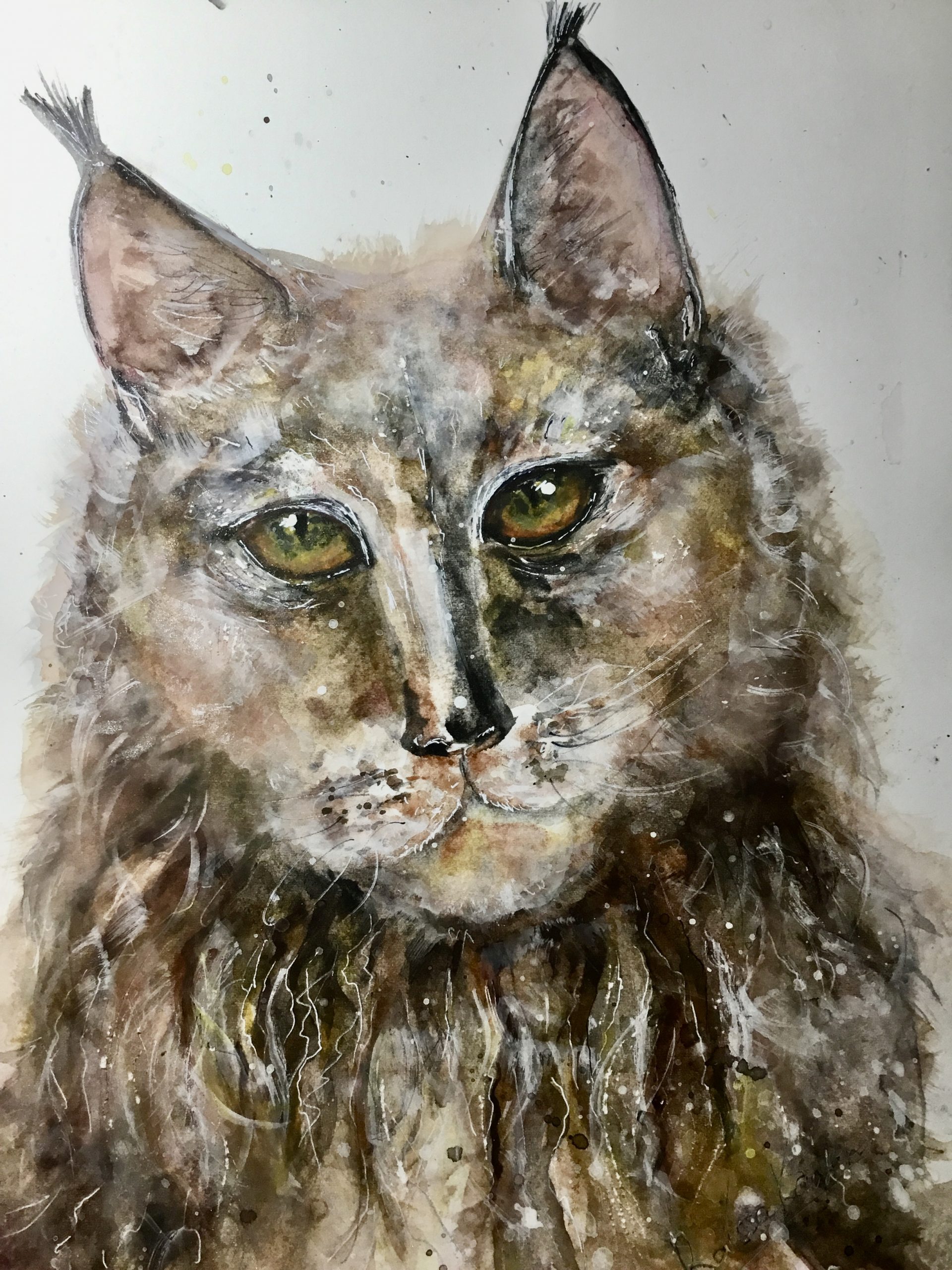 “Guardian of the Silent Forest” – Original Watercolor Lynx Portrait (A4)