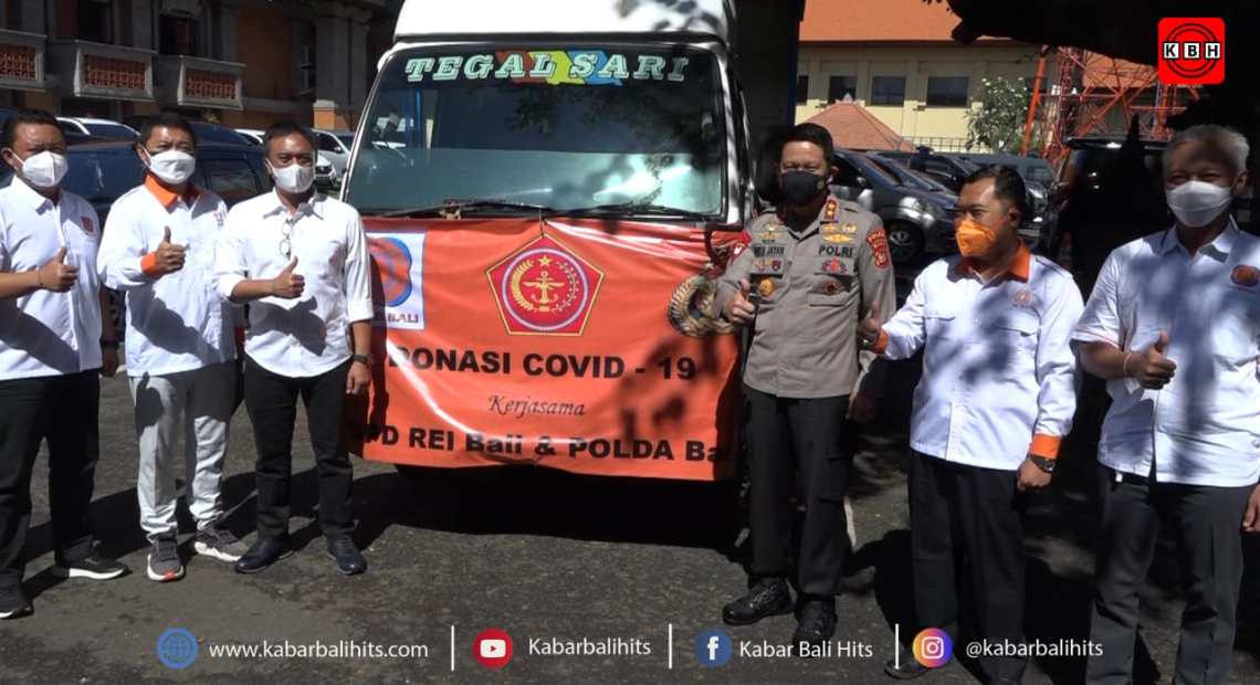 REI Bali Peduli Dampak Pandemi, Gelontor Bantuan 1 Truk Sembako Ke Polda Bali