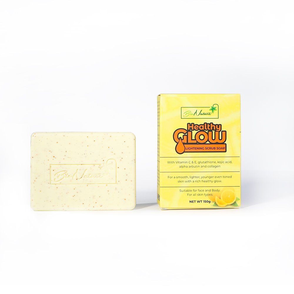 Bionature Healthy Glow Lightening Scrub Soap For Face & Body With Vitamin C & E 150g x3 Bars - Kadimez Essentials Bionature Healthy Glow Lightening Scrub Soap For Face & Body With Vitamin C & E 150g x3 Bars - Kadimez Essentials