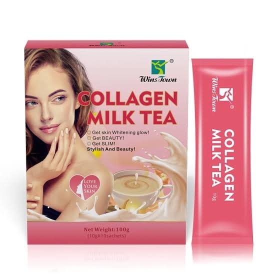 Winstown Collagen Milk Tea For Skin Whitening, Anti-Aging And Beauty (10g × 10 Bags)