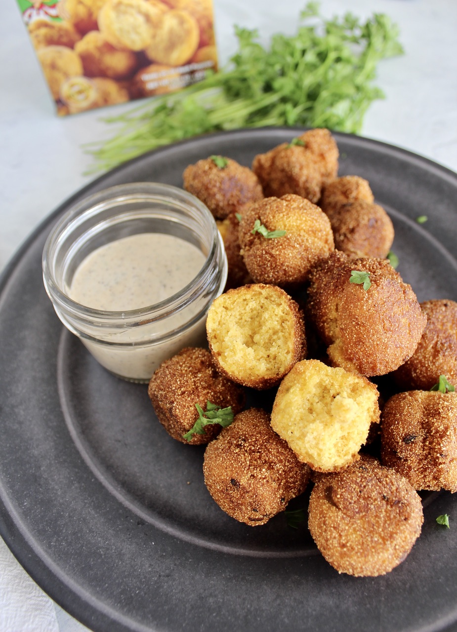 Green Chile Hush Puppies with Garlic Aioli Kait's Kitchen