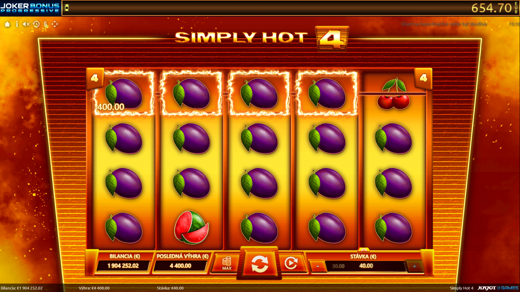 Simply Hot 4 play demo here on Kajot Games