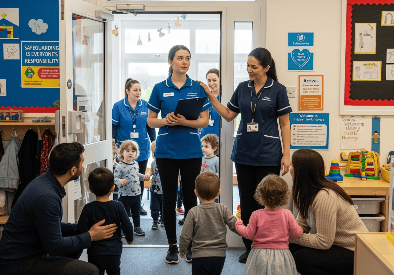 Bank staff educator on first day cover at a new nursery following safeguarding best practice