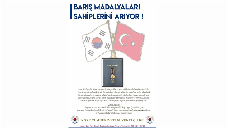 Güney Kore’den Kore Savaşı’na katılan gazi ve şehitlerin ailelerine ‘Barış Madalyaları’