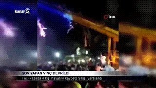 Şov Yapan Vinç Devrildi