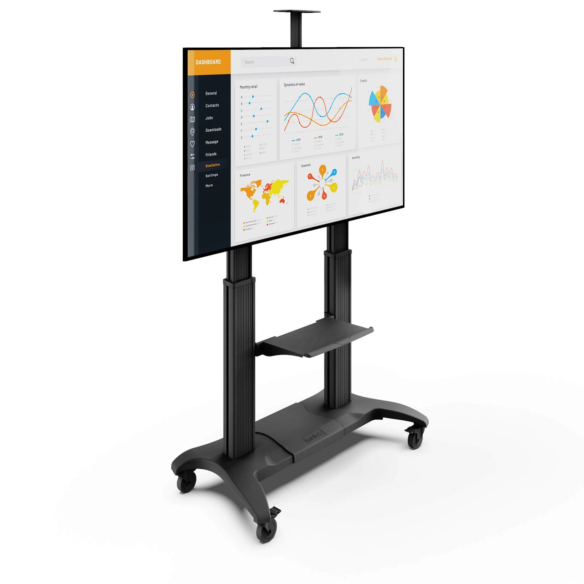 Kanto MTMA100PL Height Adjustable Rolling TV Cart | Kanto Mounts