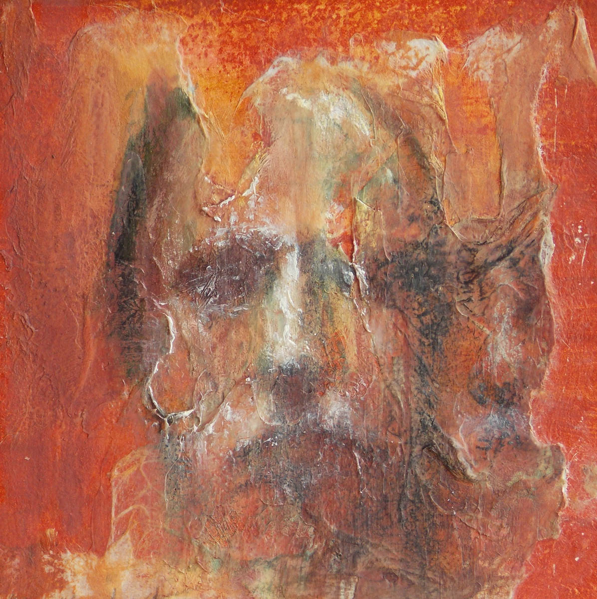 Parallel Portrait (series) oil, charcoal, rice paper, acrylic on panel, 4"x4"