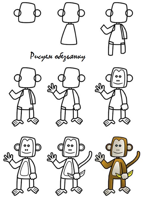 как легко нарисовать обезьяну