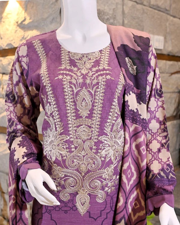 3-Piece Suit | Embroidered & digitally printed Khaddar | Readymade