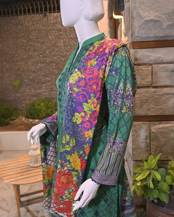 3-Piece Suit | Embroidered and Printed Khaddar | Readymade