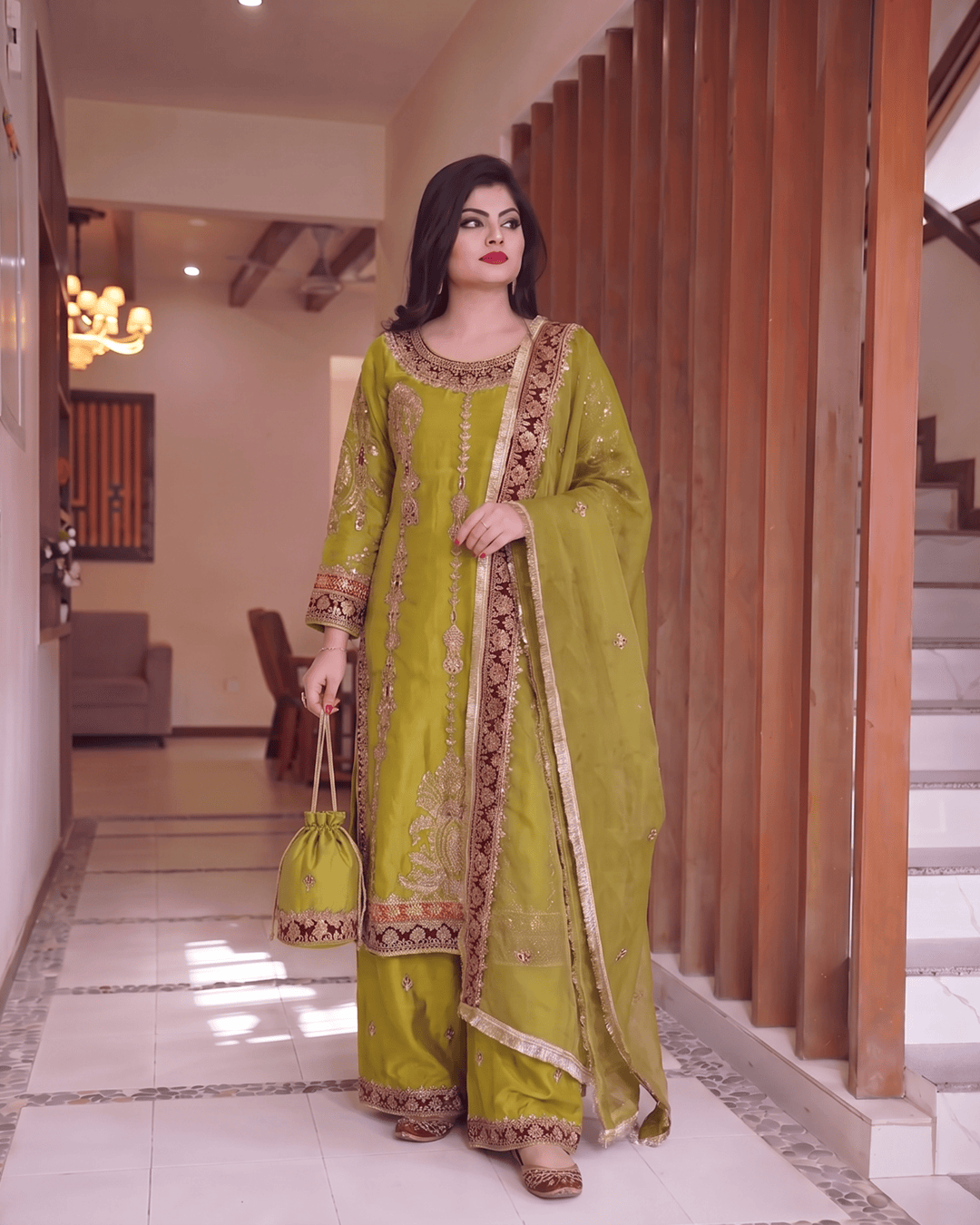 Sheesha Silk Embroidered 3 piece Dress