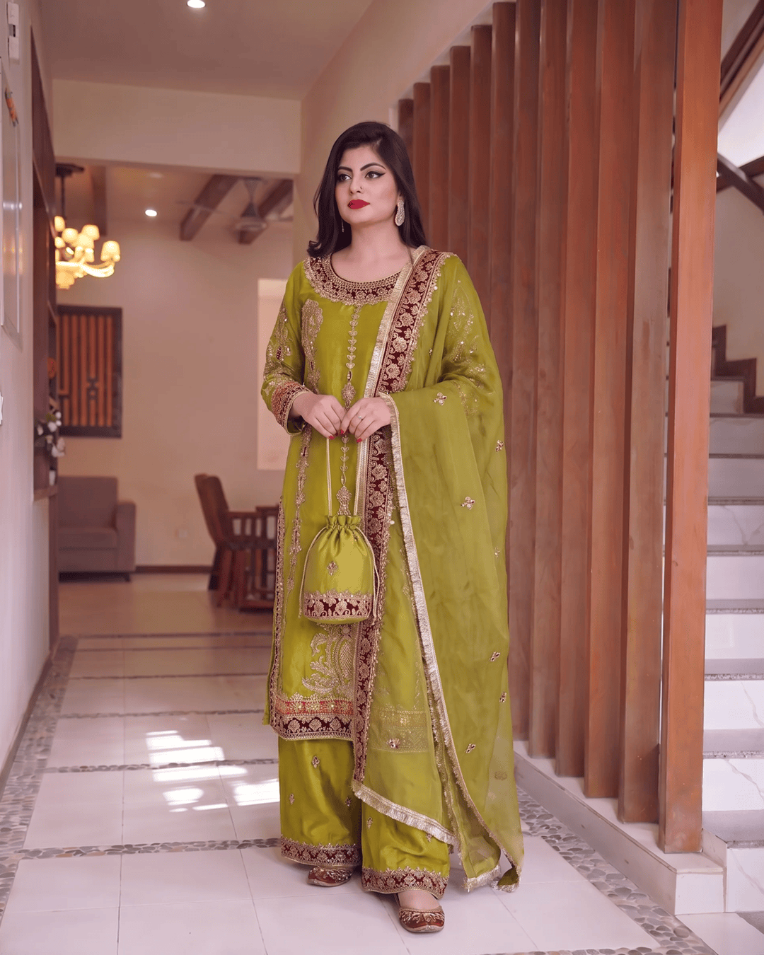 Sheesha Silk Embroidered 3 piece Dress