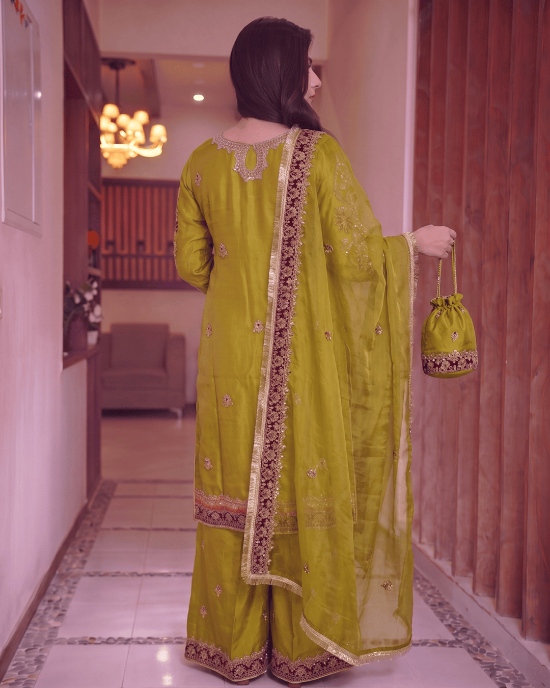 Sheesha Silk Embroidered 3 piece Dress