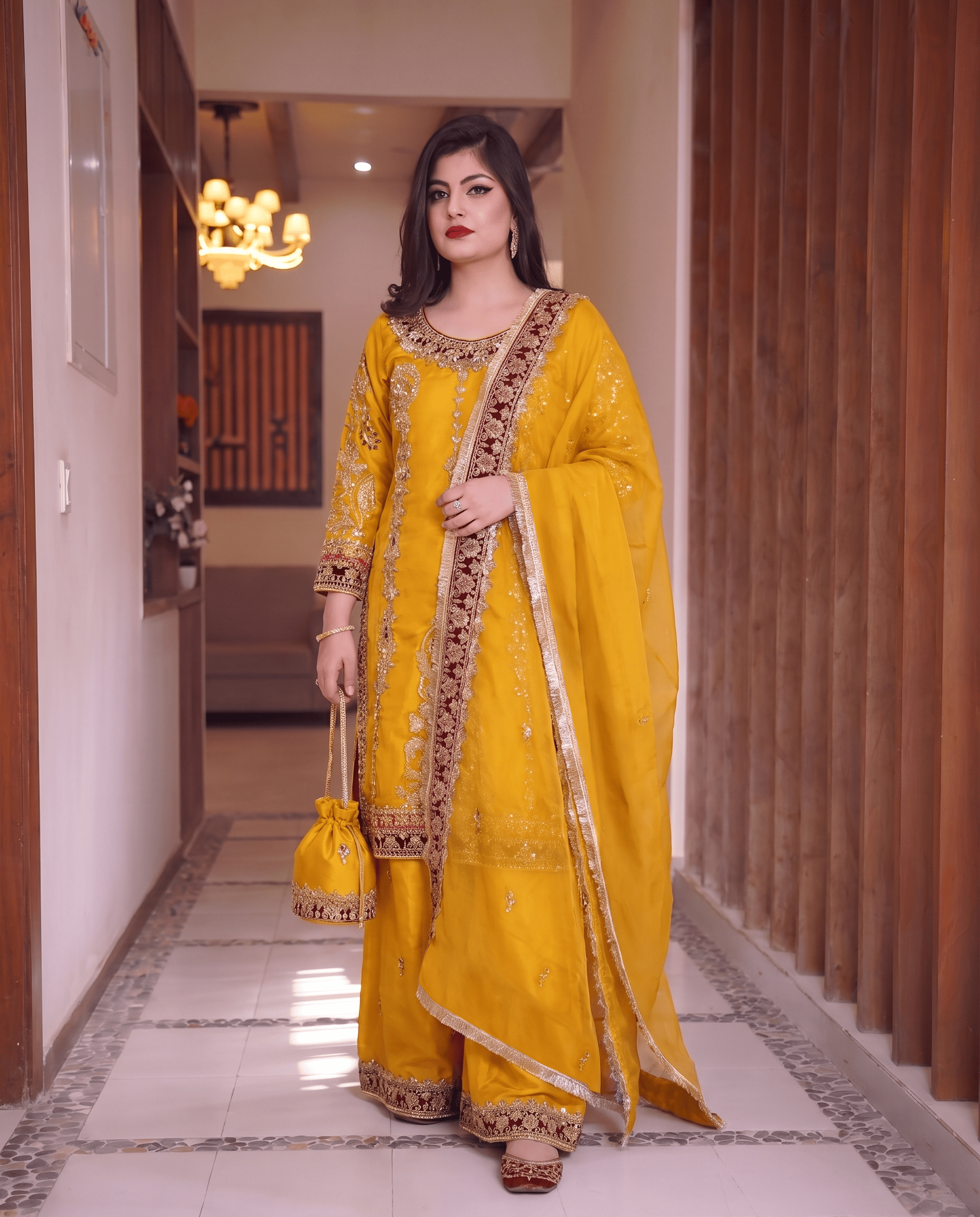 Embroidered Sheesha Silk 3 Piece Dress
