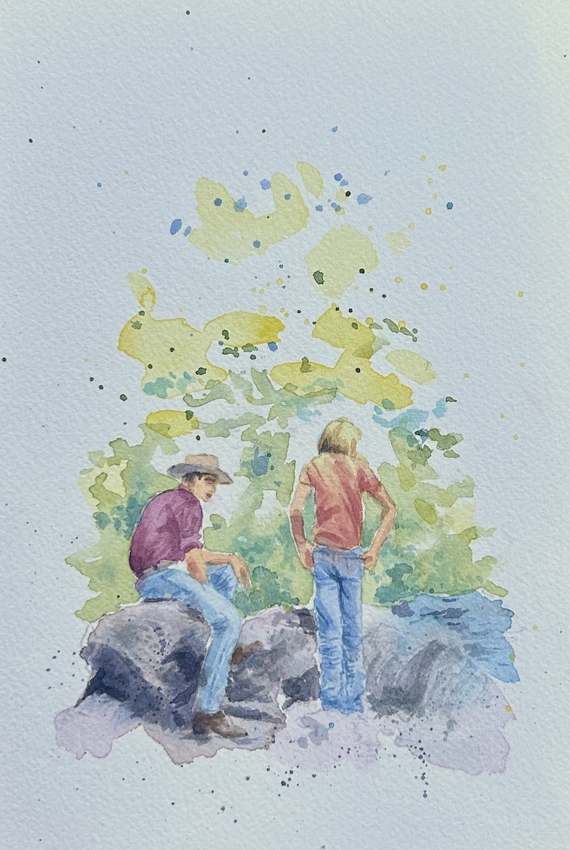 Waiting, watercolor by Karen Arnold