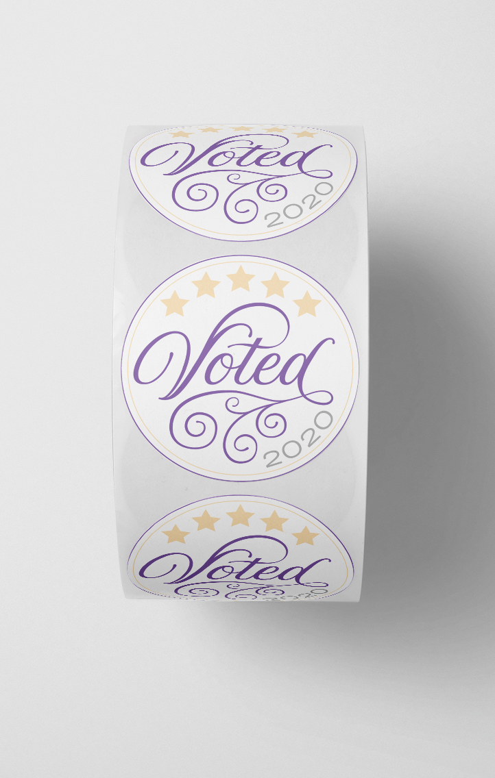 A roll of voted stickers