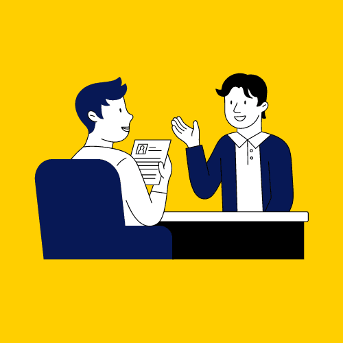 Illustration of job interview conversation