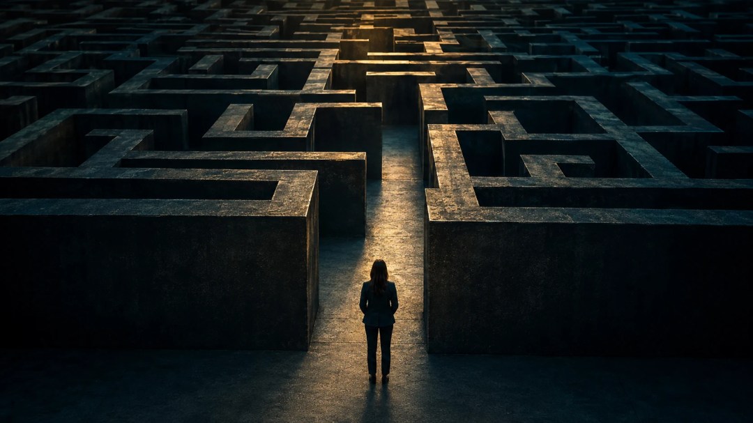 Person navigating a complex maze