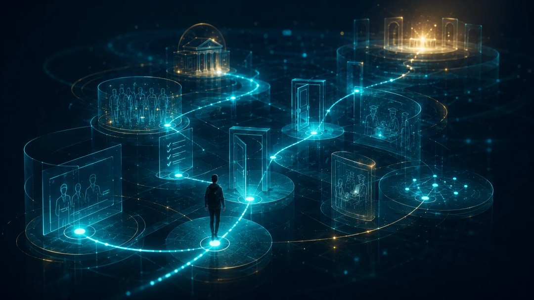 Connected network representing institutional workflows