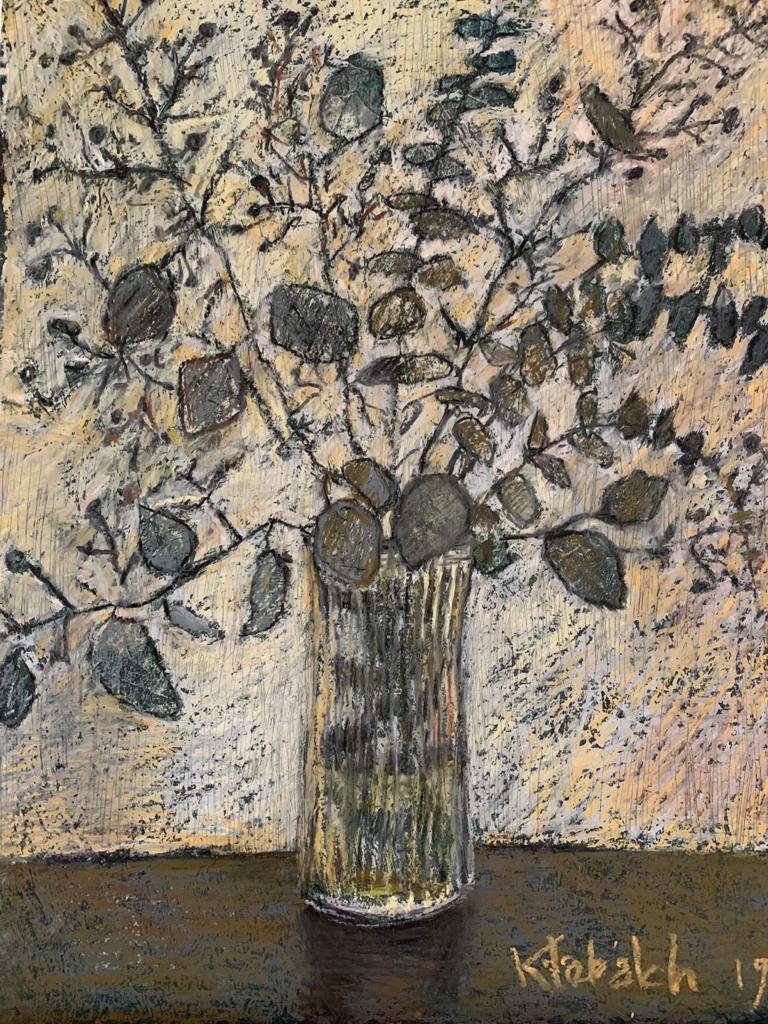 Vase 01, oil pastel on canvas