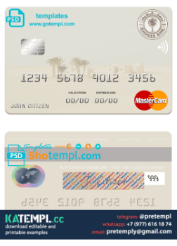 generate Iraq Rasheed Bank mastercard in PSD format, fully editable