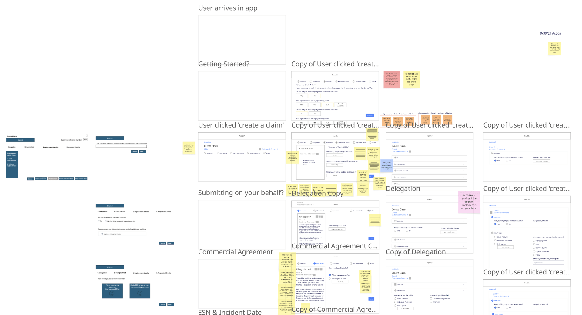 Initial set of wireframes