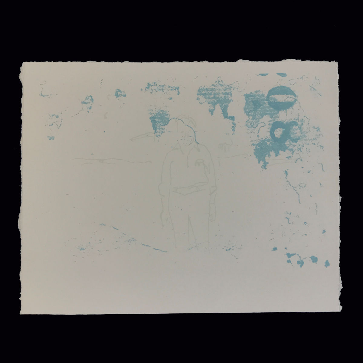 “Belt” Each print was done with multiple inks all in the blue/green pallet.