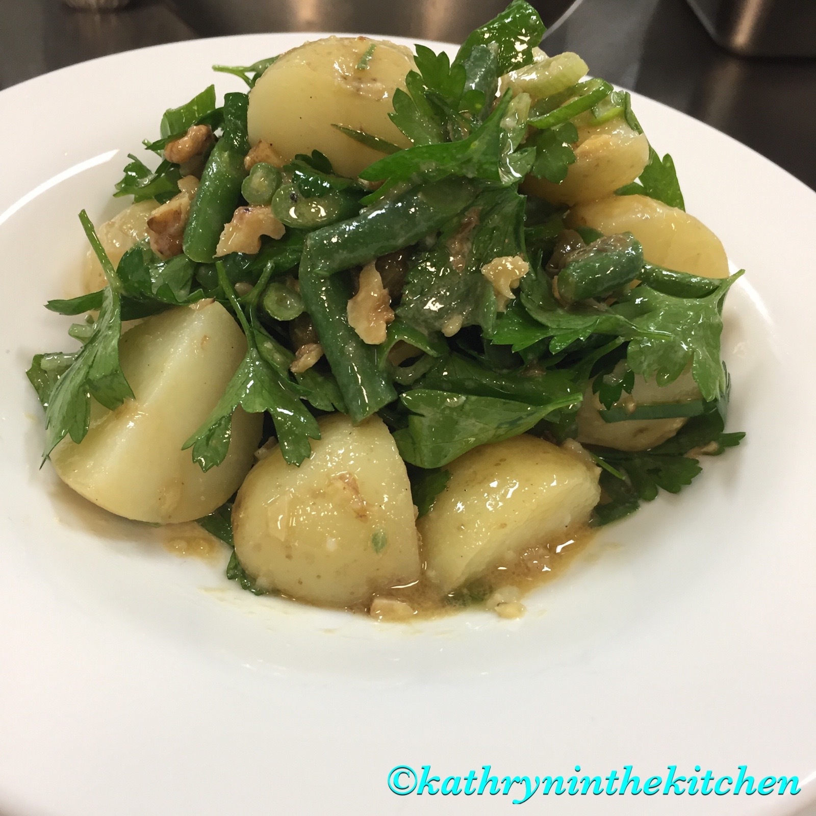My Green Bean & Potatoes Salad with Walnut Dressing