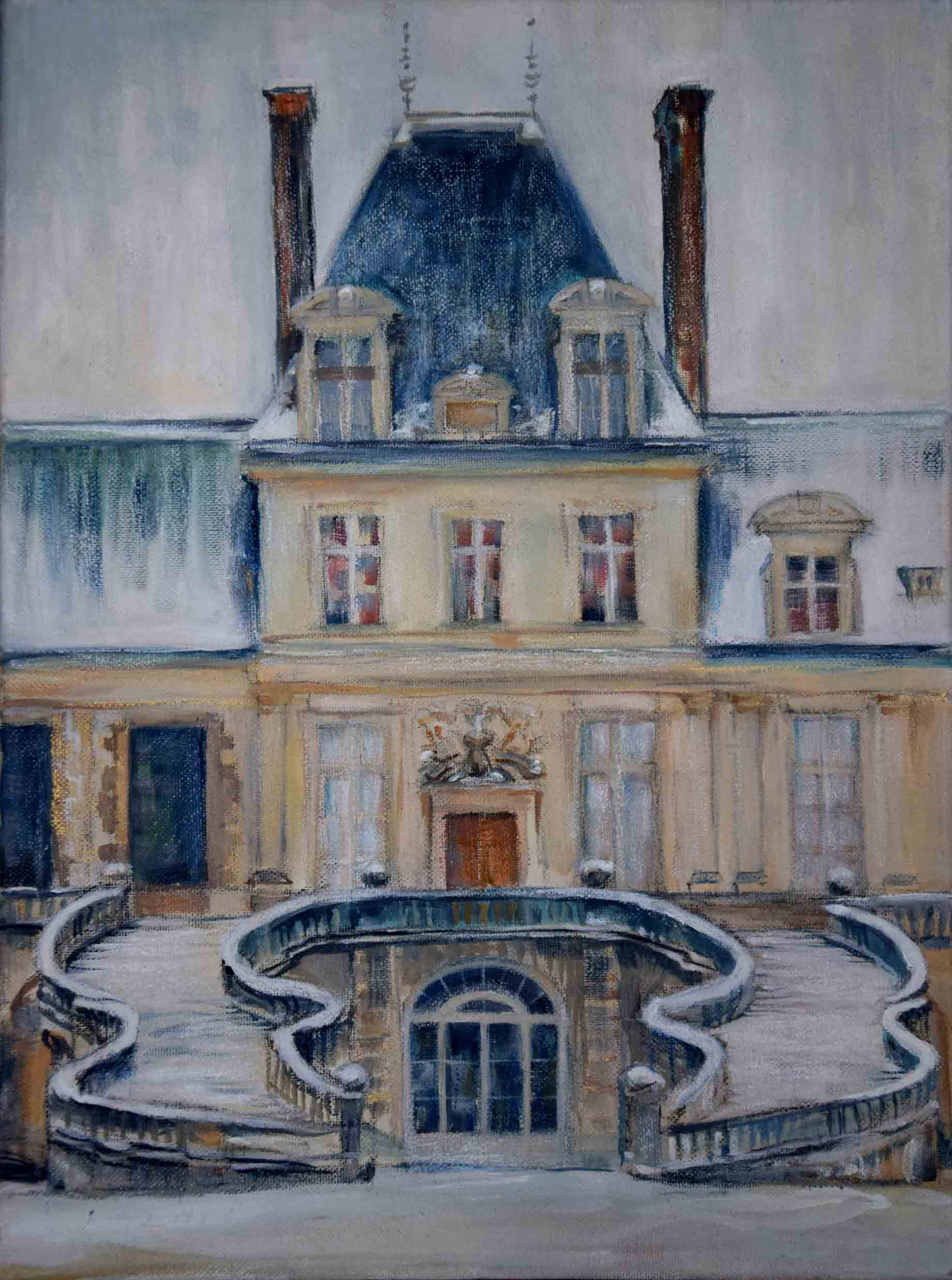 château de Fontainebleau, huile sur toile