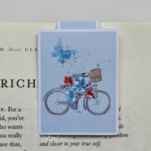 Blue Bike Florals  Magnetic Bookmark