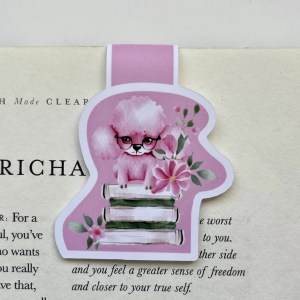 Pink Poodle Dog Magnetic Bookmark
